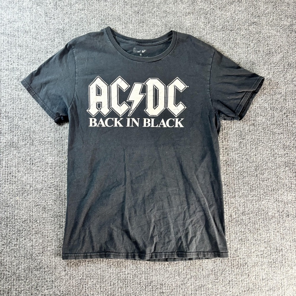 AC/DC Shirt Mens Small Black Back In Black Graphic Tee Bravado Band Rock Music